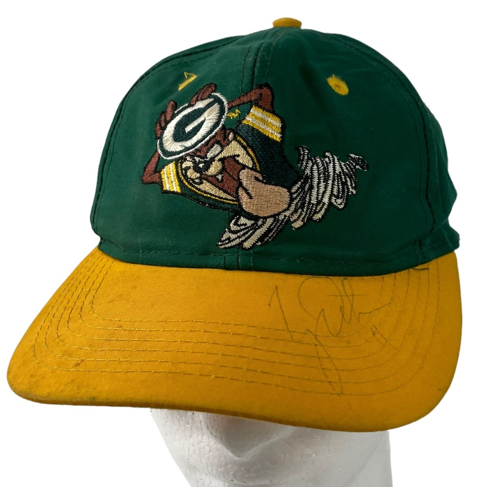 Vintage Autographed Green Bay Packers x Loony Tunes Taz 1993 Ty Detmer Snap-Back